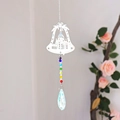 Elegant hanging suncatcher with silver bell, colorful beads and crystal teardrop pendant - Castle Bell
