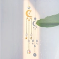 Golden moon and star suncatcher with multi-faceted crystal spheres for home garden decor - Star Moon Crystal Ball Style