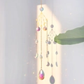 Star and moon suncatcher with AB aurora crystal teardrop pendant in golden finish - Star Moon Teardrop Style