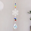 Sneeuwvlok zonnevanger met regenboog kralen en grote kristallen druppelvormige hanger - Zilver Hol Sneeuwvlok Stijl (2) / 45-50cm