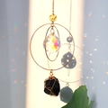 Crystal suncatcher with spherical prism and natural stone creating rainbow light reflections - 38cm / Black