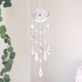 Bohemian K9 crystal suncatcher with silver metal moon and eye design for home decor - Evil Eye and Moon Style / Silver
