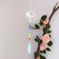Attrape-soleil ange en argent avec perles colorées et grand pendentif prisme en cristal - Ange