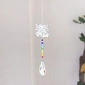 Attrape-soleil cloche papillon avec perles arc-en-ciel et pendentif en cristal - Combinaison de nœud