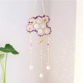 Honeycomb suncatcher with purple crystals, golden bee charms and prism rainbow effect - Amethyst Style(CC2)