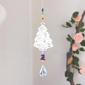 Regenboog kristallen zonvanger met zilveren kerstboom hanger en glanzende druppel - Zilver Hol Kerstboom Stijl (9) / 45-50cm