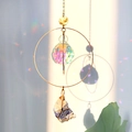 Rainbow suncatcher with iridescent crystal ball and lapis stone on golden chain - 38cm / Lapis Lazuli
