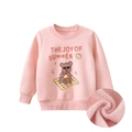 Sweat rose pour enfant doublé polaire avec motif ours et finitions côtelées - 90 / Rose