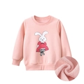 Sweat rose pour filles doublé en polaire avec motif lapin mignon et bords-côtes - 90cm / Rose