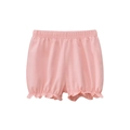 Pink cotton bloomer shorts for baby girls with elastic waist and ruffled hem details - 120 / Pink