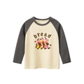 T-shirt bicolore a maniche raglan per bambini in beige e grigio con grafica di pane - 90cm / Albicocca/Grigio Scuro (HT3081)