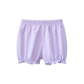 Baby girl summer bloomers in lavender purple with elastic waist and ruffle hem details - 120 / Light Purple