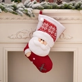 Knitted Christmas stocking with 3D Santa Claus figure and plush ivory faux fur cuff decoration - Santa Claus