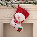 Premium red and white knitted Christmas stocking featuring a 3D snowman with a scarf - Snowman