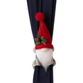 Christmas gnome curtain tieback with red knit hat and white beard for festive decor - Red Gnome Tieback / Red