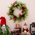 Christmas wreath with lambs ear leaves, red berries, and pine cones for door decor - Lamb's Ear Red Berry Wreath