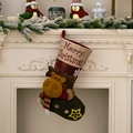 Premium Christmas stocking with 3D reindeer doll and Merry Christmas text on fireplace - Reindeer Style