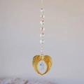 K9 crystal suncatcher with golden angel wing heart frame for home rainbow decoration - Gold