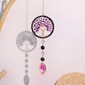 Purple amethyst life tree car charm with suncatcher crystal prism and golden wire - Amethyst (DC4)