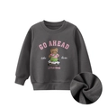 Detalle de sudadera gris de oso mostrando forro polar cálido y texturas de puños - Talla 90 / Gris oscuro
