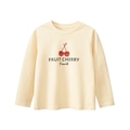 Camiseta de algodón de manga larga para niños en amarillo claro con gráfico de cereza - 170cm / Albaricoque Beige