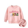 Sudadera rosa forrada con felpa para niña con dibujos de animales lindos - 90cm / Rosa