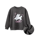 Sweat enfant en polaire gris foncé avec motif lapin et doublure intérieure brossée douce - gris foncé / 130
