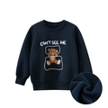 Σκούρο μπλε παιδικό φούτερ με επένδυση fleece, τύπωμα αρκουδάκι και μαλακή εσωτερική υφή - 90 / Βασιλικό μπλε