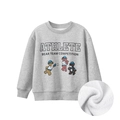 Dettaglio felpa grigia per bambini con fodera in pile bianco e stampa di orsi sport - 130cm / Grigio