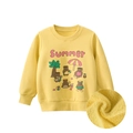 Sweat jaune pour enfants avec imprimé ours d'été et doublure intérieure en polaire - Jaune / 90cm