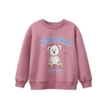 Pink long-sleeve children sweatshirt with cute teddy bear print and ribbed cuffs - 130cm / Dark Pink