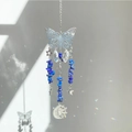 Acchiappasole a farfalla argento con pietre blu e ciondolo della luna celeste - Lapislazzuli / 23cm