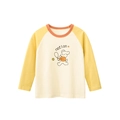 Camiseta infantil de manga larga con mangas raglán y estampado de perro tenista - 90cm / Albaricoque/Amarillo Medio