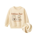 Sweat enfant crème avec doublure polaire et imprimé mignon lapin et ours - Abricot / 90cm
