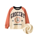 Sudadera raglán infantil naranja y blanca con forro polar y estampado de oso - 130cm / Albaricoque/Naranja Oscuro