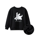 Sudadera negra con forro polar para niños con estampado de conejo blanco y puños - Negro / 130cm