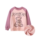 Roze en lila fleece kindersweatshirt met schattige beer en kleurblokken voor de winter - 150cm / Roze/Donkerroze
