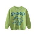 Children's long-sleeve light green knit sweater with a cartoon sheep and Sheep text - 90cm / Green (HM3202)