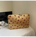 Yellow laptop sleeve featuring red cherry prints for 13-14 inch notebook computers - Gold