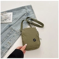 Olive green nylon crossbody mini bag with adjustable strap and circular logo patch - Green