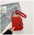 Elegant red nylon crossbody bag with LYT logo and adjustable shoulder strap for women - Red
