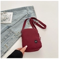 Elegant wine red nylon crossbody bag with LYT logo and adjustable wide strap - Burgundy