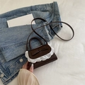 Mini sac à main marron avec bordure en dentelle blanche et nœud pour un style rétro - Marron
