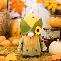 Harvest gnome plush with corn hat and sunflower detail in a festive autumn setting - Harvest Season Corn Head Gnome Male Style