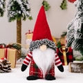 Christmas gnome doll with red cable knit hat and plaid shirt decoration - Solid Red Hat Style