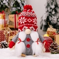 Christmas gnome doll with red snowflake knit hat and braided beard for holiday decor - Christmas Knitted Hat Sled Gnome Female Style