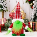 Gnomo natalizio rosso con barba verde lunga e cappello a quadri decorazione festiva - Gnomo Femmina in Piedi (Barba Verde/Cappello a Quadri)