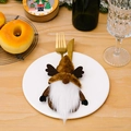 Portaposate natalizio a forma di gnomo marrone con corna di cervo e barba decorativa - Stile Gnomo Renna Lungo