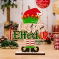 Decorazione natalizia in legno con scritta 'Let's Get Elfed Up' e cappello elf - Stile Lettera Elfo in Legno Creativo