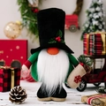 Gnomo de Navidad de peluche con gorro negro y cuerpo verde con saco de arpillera - Gnomo nórdico muñeco de nieve de pie